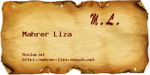 Mahrer Liza névjegykártya